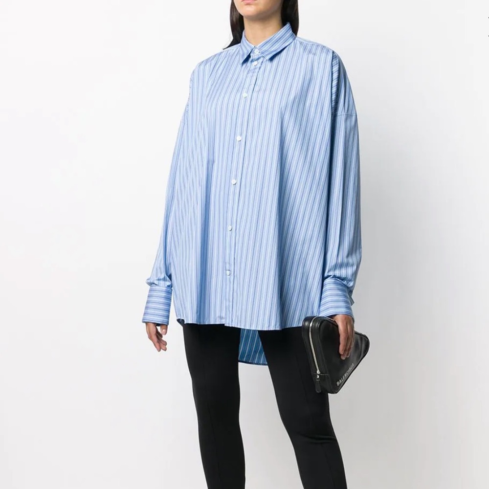 Balenciaga Oversized Striped Shirt-NWT-Size:40